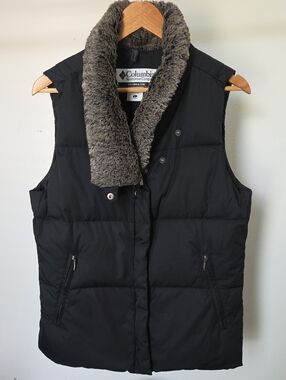 Columbia Women's Black Puffer Vest with Sherpa Collar